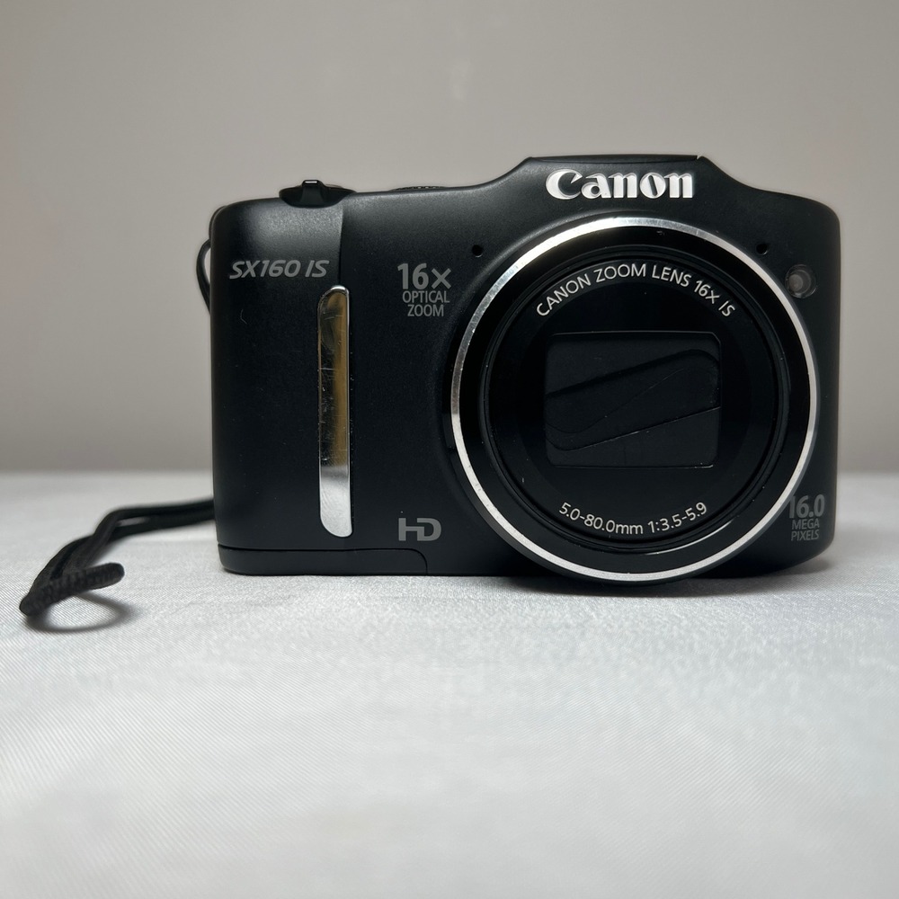 Canon PowerShot SX160 IS Digital Camera Black 16MP 16x Zoom HD Video Test/Works